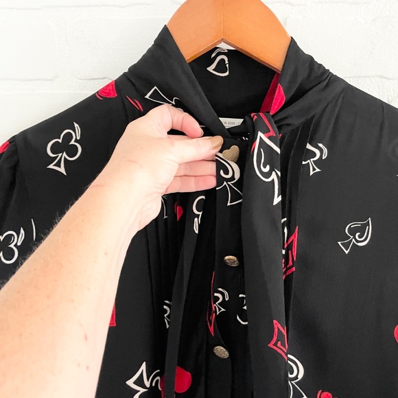 Zara Maxi dress goth Flowy Tie front Hearts Whimsical Novelty print XS Oversized - Picture 15 of 16